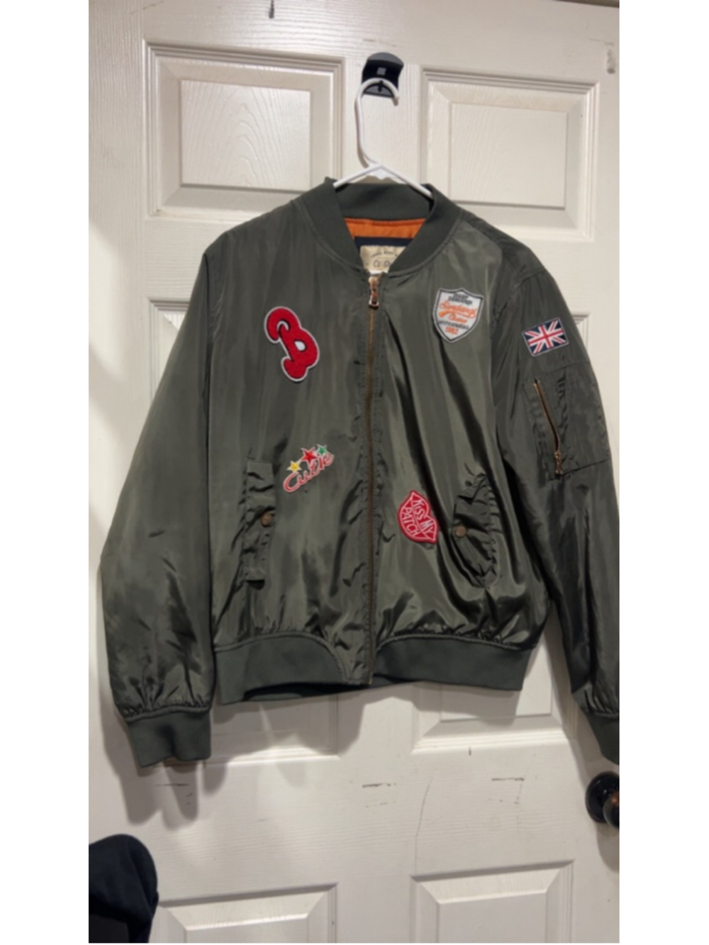 Women's Ci Sono Green Bomber Jacket with Patches XL